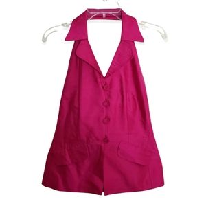 Ann Taylor Silk Fuchsia Halter Top